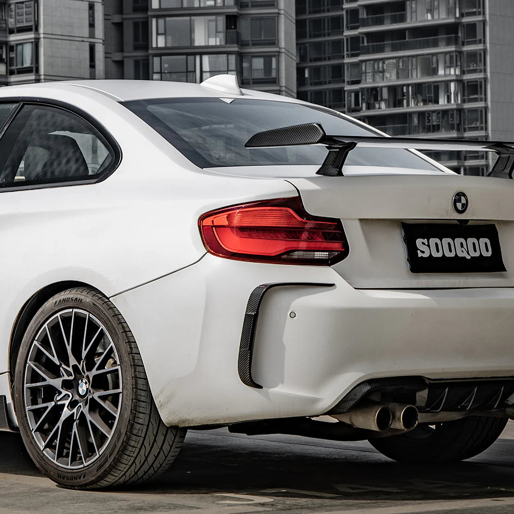 BMW M2 F87 - SOOQOO Prepreg Carbon Fiber Rear Bumper Inserts