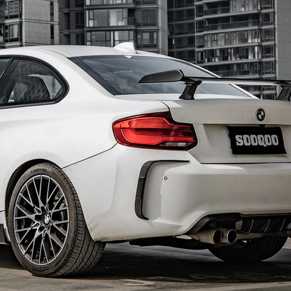 BMW M2 F87 - SOOQOO Prepreg Carbon Fiber Rear Bumper Inserts