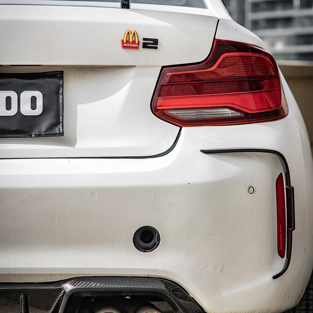 BMW M2 F87 - SOOQOO Prepreg Carbon Fiber Rear Bumper Inserts