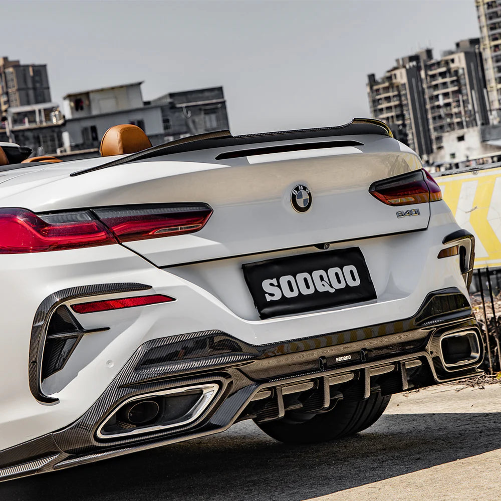 BMW 8 Series G14 / G15 / G16 - SOOQOO Prepreg Carbon Fiber Rear Bumper Insert
