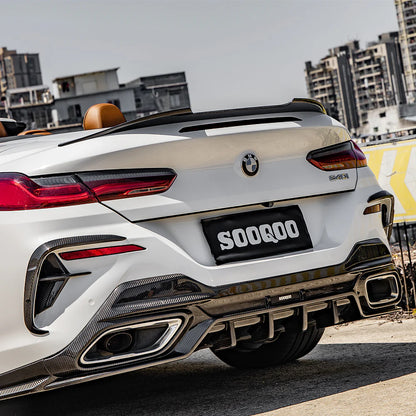 BMW 8 Series G14 / G15 / G16 - SOOQOO Prepreg Carbon Fiber Rear Bumper Insert