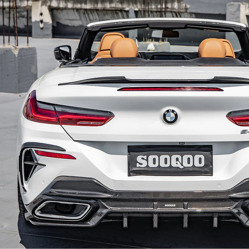 BMW 8 Series G14 / G15 / G16 - SOOQOO Prepreg Carbon Fiber Rear Bumper Insert