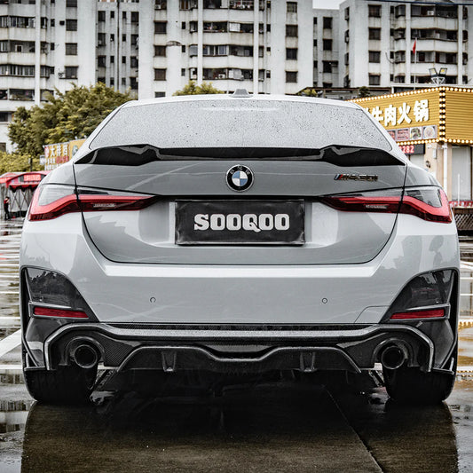 BMW G26 4 Series – SOOQOO Prepreg Carbon Fiber Single Tip Rear Diffuser