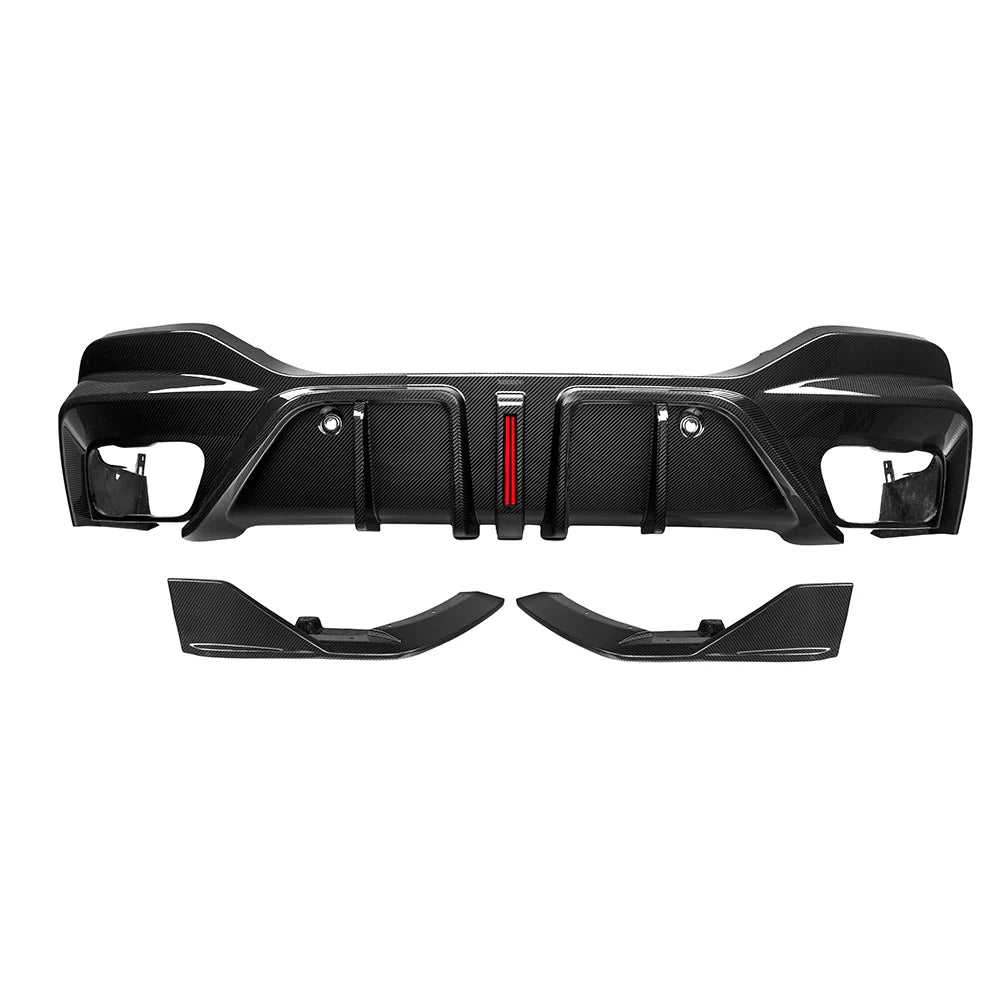 BMW X6 G06 - SOOQOO Prepreg Carbon Fiber Rear Diffuser with Brake Light