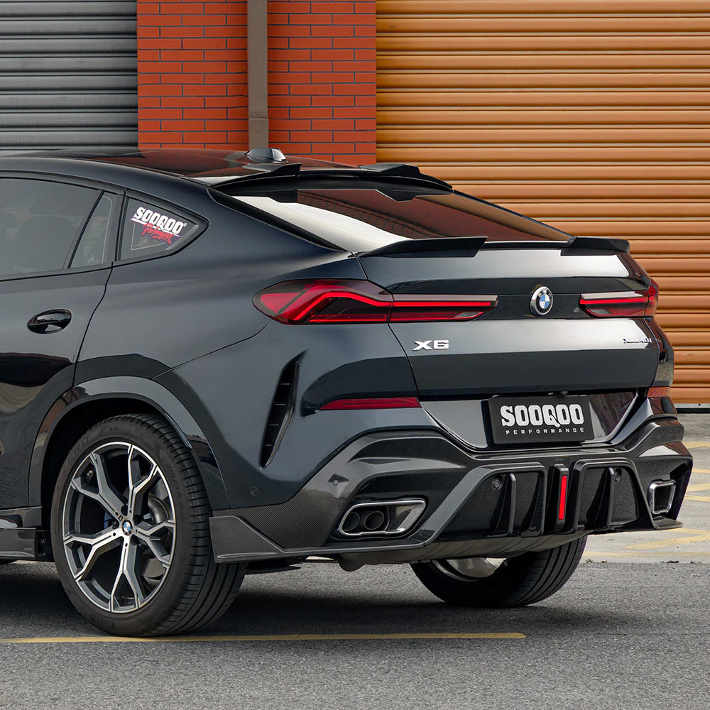 BMW X6 G06 - SOOQOO Prepreg Carbon Fiber Rear Diffuser with Brake Light