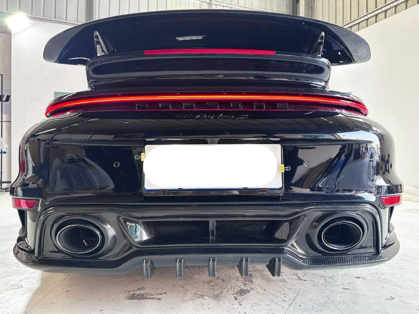 Porsche 911 992 Turbo S - T Style Carbon Fiber Rear Diffuser