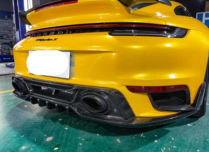 Porsche 911 992 Turbo S - T Style Carbon Fiber Rear Diffuser
