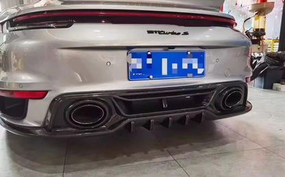 Porsche 911 992 Turbo S - T Style Carbon Fiber Rear Diffuser
