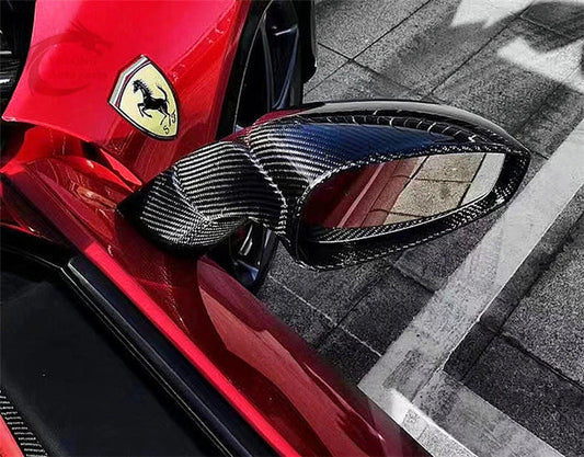 Ferrari 488 GTB Spider - C Style Carbon Fiber Side Mirror Caps