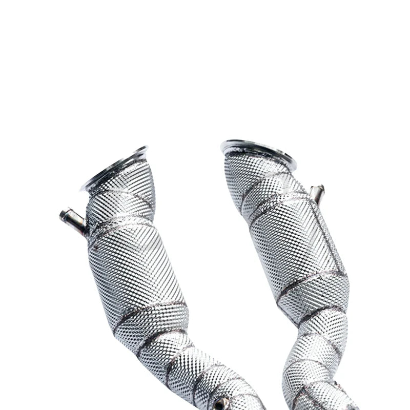 Ferrari F12 / 812 – High Flow Catless Exhaust Downpipes with X-Pipe & Heat Shield