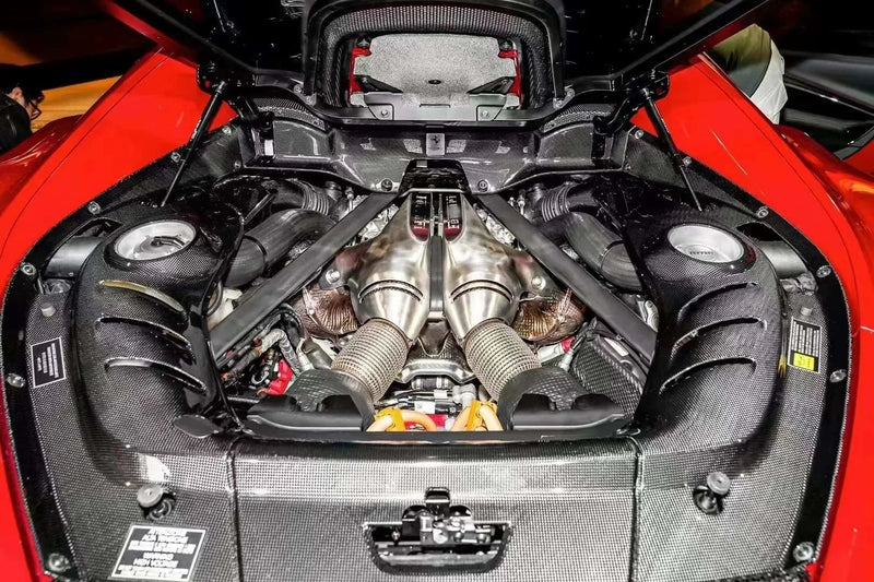 Ferrari 296 GTB/GTS - Dry Carbon Fiber Engine Bay Trim Kit