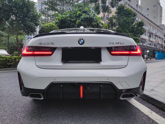 BMW G20 3 Series - TK Style Carbon Fiber Rear Diffuser w/ Brake Light