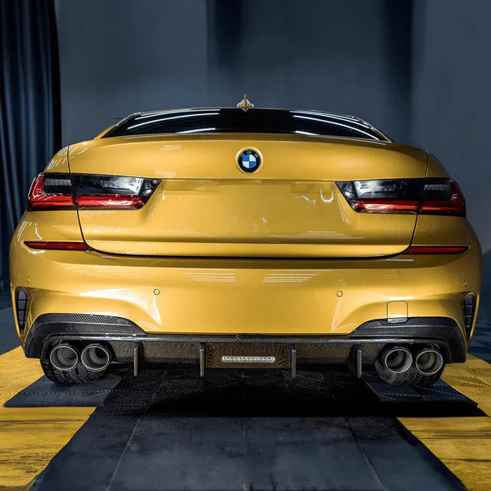 BMW G20 3 Series - TK Style Carbon Fiber Rear Diffuser w/ Brake Light