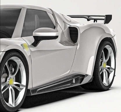 Ferrari 296 GTB / GTS - PT Prepreg Dry Carbon Fiber Side Skirt Extensions