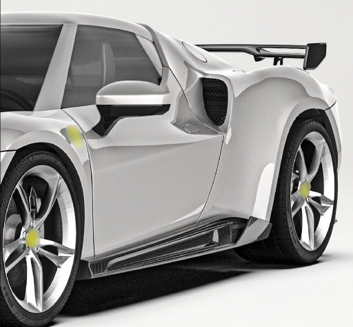 Ferrari 296 GTB / GTS - PT Prepreg Dry Carbon Fiber Side Skirt Extensions