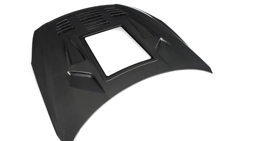 Nissan GT-R R35 (2008–2016) – V1 Carbon Fiber Vented Hood with Transparent Window