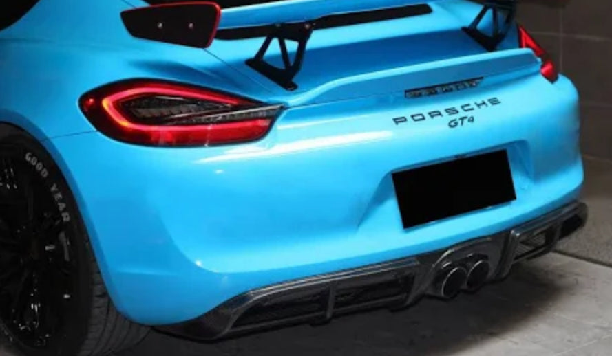 Porsche 981 Cayman/Boxster (2012–2016) – Carbon Fiber GT4 Style Rear Diffuser