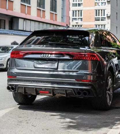 Audi Q8 (2020+) - Prepreg Carbon Fiber Rear Diffuser with LED Brake Light