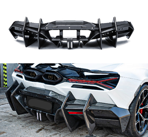 Lamborghini Revuelto - MSY Style Prepreg Dry Carbon Fiber Rear Diffuser Spoiler with LED Brake Light