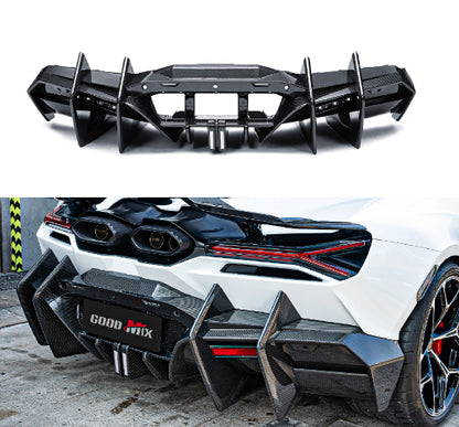 Lamborghini Revuelto - MSY Style Prepreg Dry Carbon Fiber Rear Diffuser Spoiler with LED Brake Light