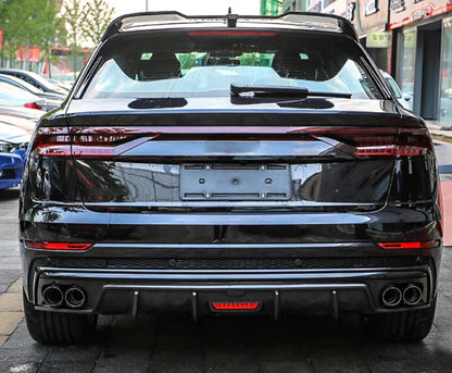 Audi Q8 (2020+) - Prepreg Carbon Fiber Rear Diffuser with LED Brake Light