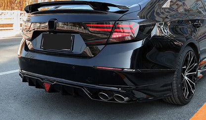 Honda Accord (2018–2022) – Gloss Black Rear Diffuser & Corner Apron Spats with LED