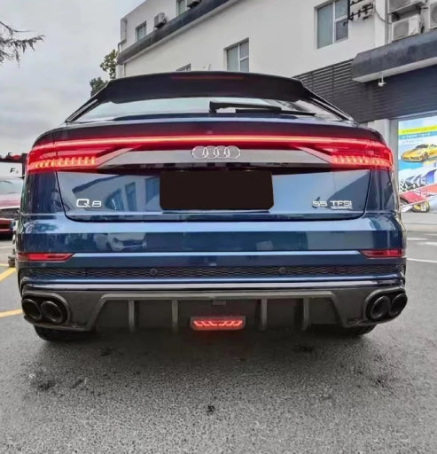 Audi Q8 (2020+) - Prepreg Carbon Fiber Rear Diffuser with LED Brake Light