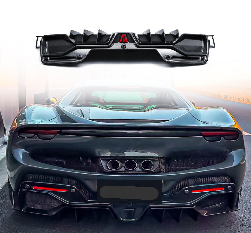 Ferrari 296 GTB / GTS - PT Prepreg Dry Carbon Fiber Rear Diffuser Spoiler