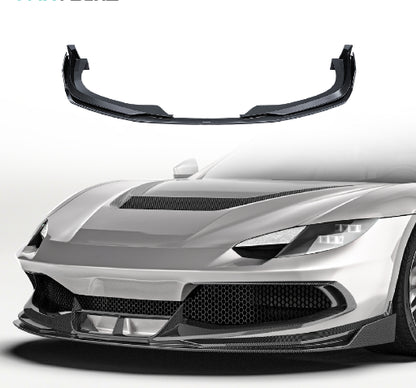 Ferrari 296 GTB / GTS - PT Prepreg Dry Carbon Fiber Front Splitter Lip Spoiler