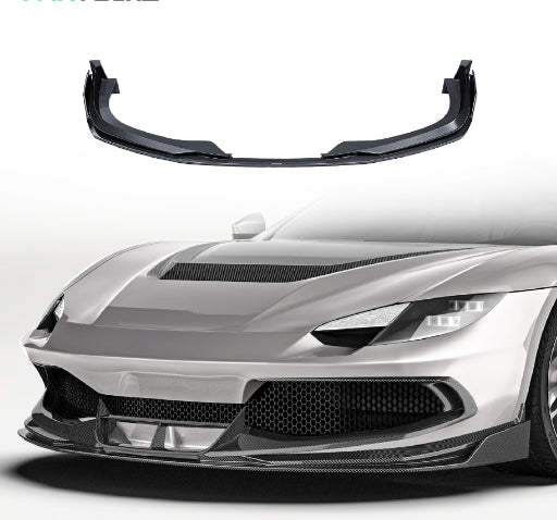 Ferrari 296 GTB / GTS - PT Prepreg Dry Carbon Fiber Front Splitter Lip Spoiler