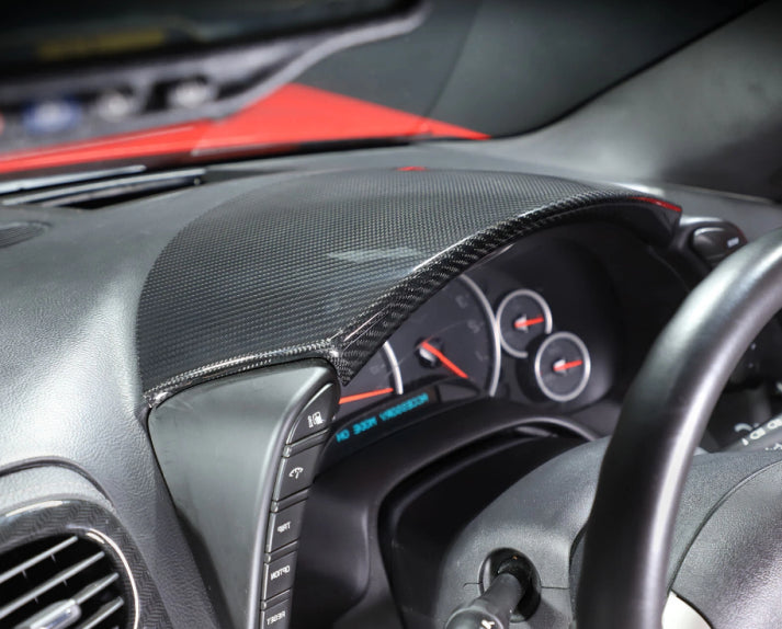 Chevrolet Corvette C6 (2005–2013) – Dry Carbon Fiber Dashboard Gauge Cluster Upper Trim