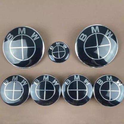 Black BMW Roundel Emblem Set (7-Piece)
