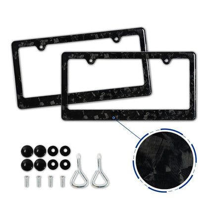 Black Forged Carbon Fiber License Plate Frame - 2 Hole