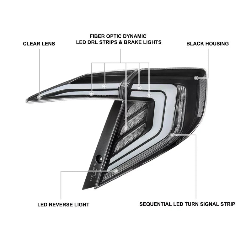 Honda Civic Sedan (2016–2021) – Clear LED Sequential Tail Light Set