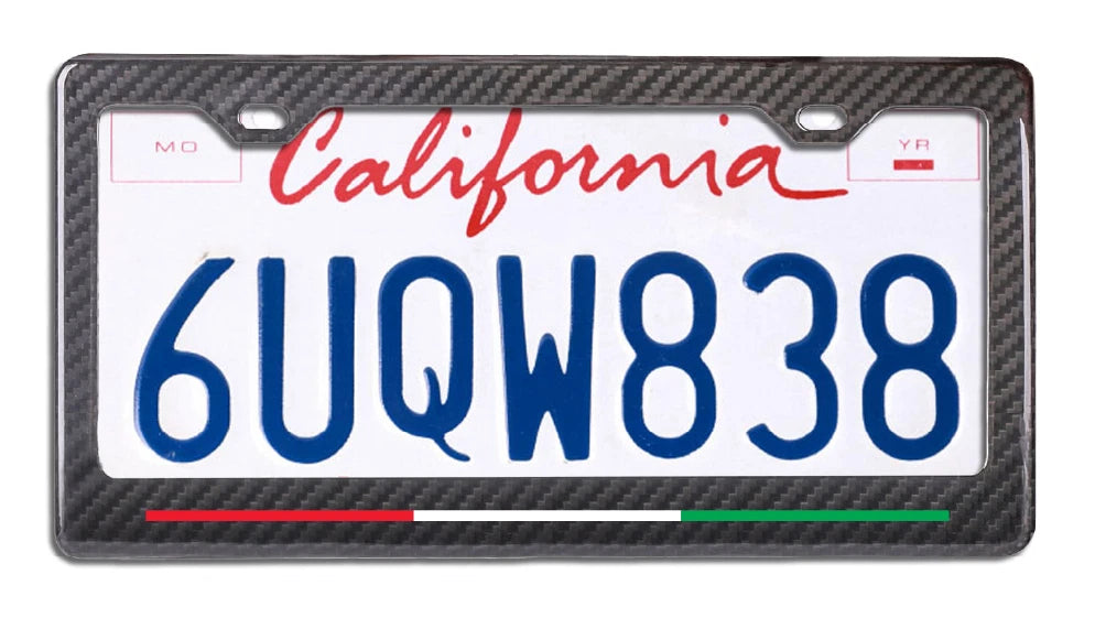 Italy Colors Stripe - Carbon Fiber License Plate Frame