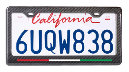 Italy Colors Stripe - Carbon Fiber License Plate Frame