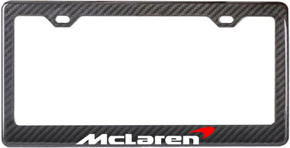 McLaren White Text Red Splash - Carbon Fiber License Plate Frame