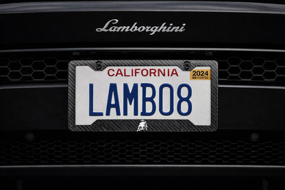 Lamborghini White Bull - Carbon Fiber License Plate Frame
