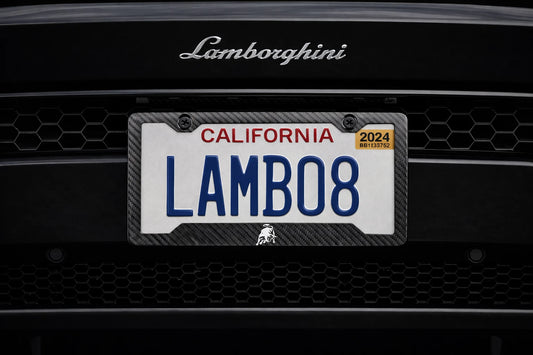 Lamborghini White Bull - Carbon Fiber License Plate Frame