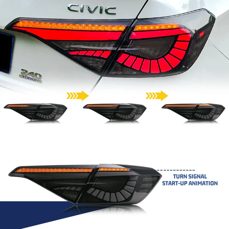 Honda Civic 11th Gen Sedan (2022–2024) – GTS Style LED Sequential Rear Tail Lights Set