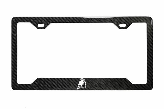 Lamborghini White Bull - Carbon Fiber License Plate Frame