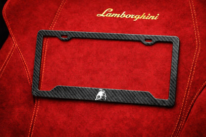 Lamborghini White Bull - Carbon Fiber License Plate Frame