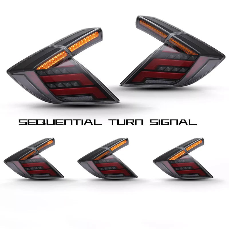 Honda Civic Hatchback & Type R (2016–2021) – V2 Smoked LED Sequential Tail Light Set
