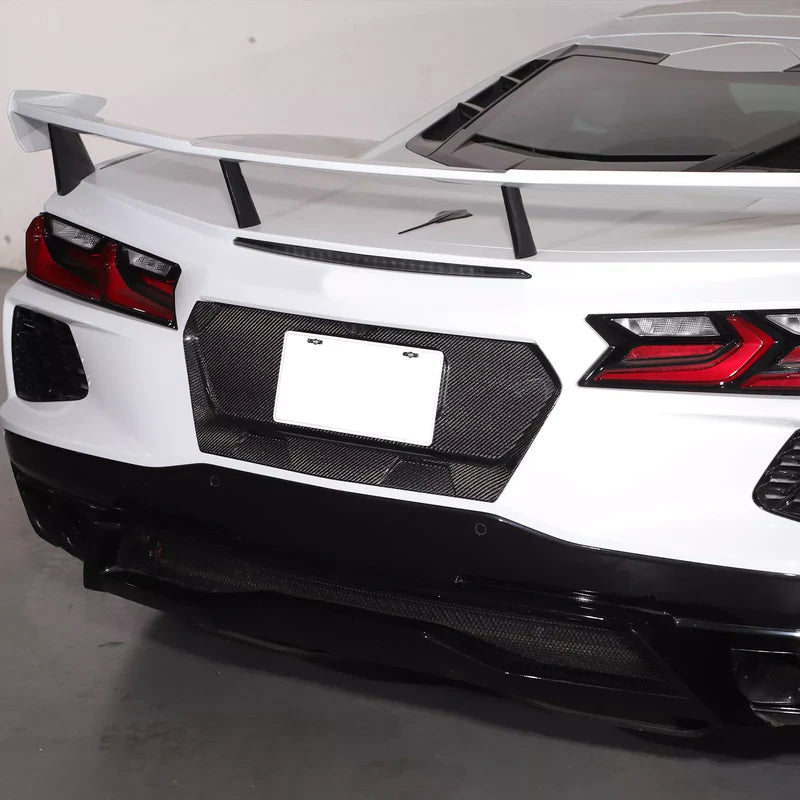 Corvette C8 – Carbon Fiber Rear License Plate Frame Cover Trim