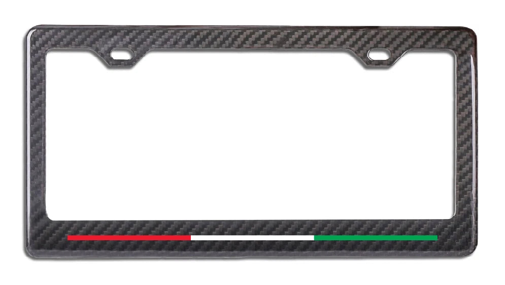 Italy Colors Stripe - Carbon Fiber License Plate Frame