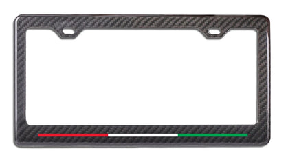 Italy Colors Stripe - Carbon Fiber License Plate Frame