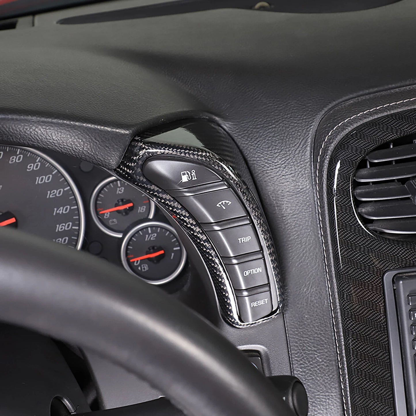 Chevrolet Corvette C6 (2005–2013) – Carbon Fiber Dashboard Console Button Frame Trim