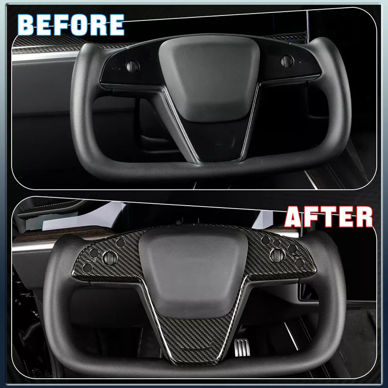 Tesla Model S & Model X Plaid - Carbon Fiber Interior Steering Wheel Trim