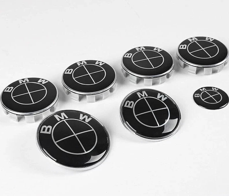 Black BMW Roundel Emblem Set (7-Piece)