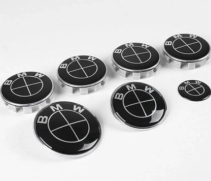 Black BMW Roundel Emblem Set (7-Piece)
